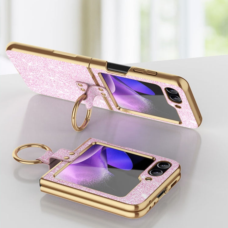 Plating Gradient Color Glitter Phone Case With Ring Holder