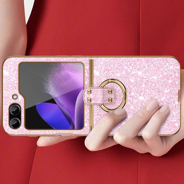 Plating Gradient Color Glitter Phone Case With Ring Holder