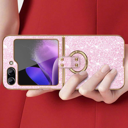 Plating Gradient Color Glitter Phone Case With Ring Holder, For Samsung Galaxy Z Flip6 / Flip7 FE, For Samsung Galaxy Z Flip5, For Samsung Galaxy Z Flip4, For Samsung Galaxy Z Flip3
