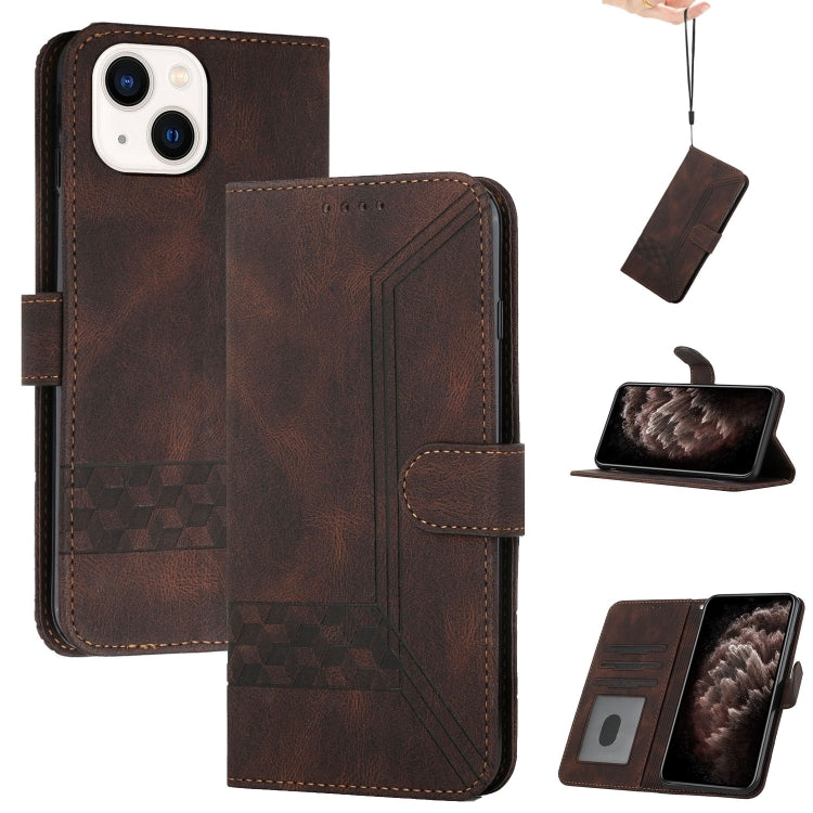 Cubic Skin Feel Flip Leather Phone Case, For iPhone 15