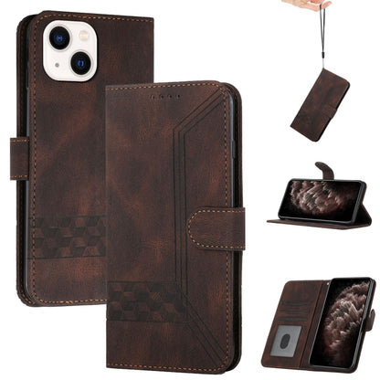 Cubic Skin Feel Flip Leather Phone Case, For iPhone 15