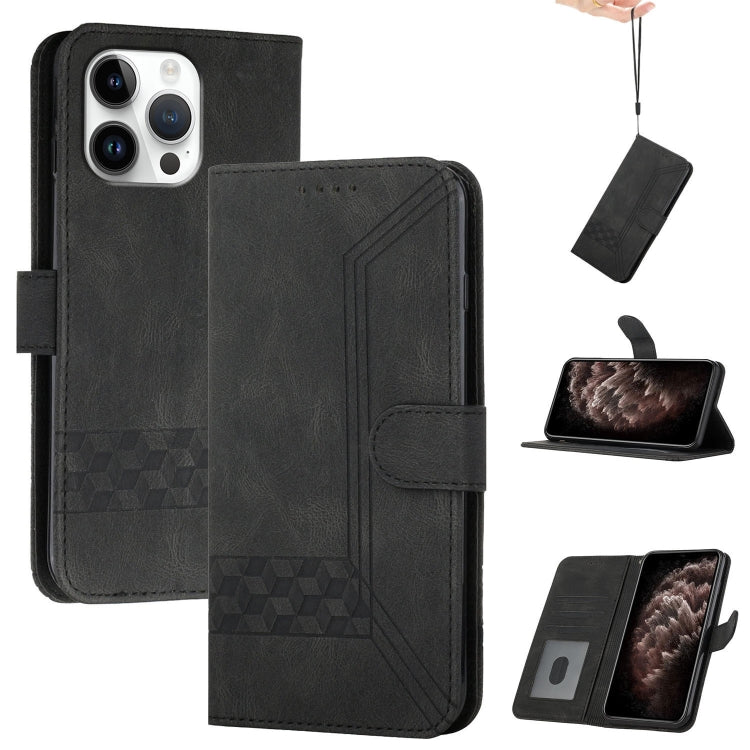 Cubic Skin Feel Flip Leather Phone Case, For iPhone Air, For iPhone 16 Pro Max, For iPhone 16 Pro, For iPhone 16 Plus