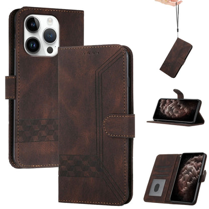 Cubic Skin Feel Flip Leather Phone Case, For iPhone Air, For iPhone 16 Pro Max, For iPhone 16 Pro, For iPhone 16 Plus