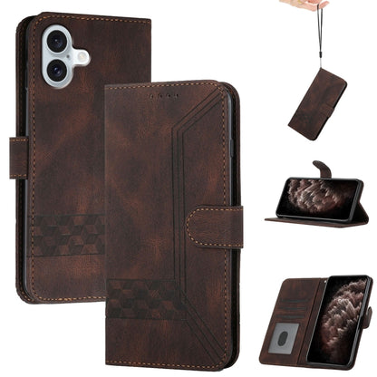 Cubic Skin Feel Flip Leather Phone Case, iPhone 16e, For iPhone 16 Pro Max, For iPhone 16 Pro, For iPhone 16 Plus