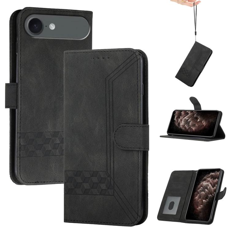 Cubic Skin Feel Flip Leather Phone Case, For iPhone Air, For iPhone 16 Pro Max, For iPhone 16 Pro, For iPhone 16 Plus