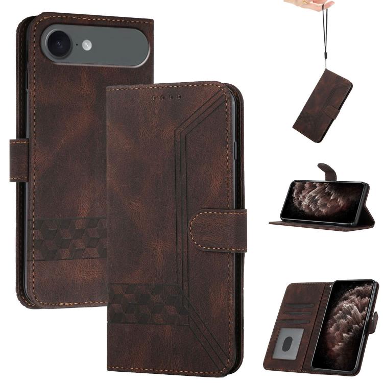 Cubic Skin Feel Flip Leather Phone Case, For iPhone Air, For iPhone 16 Pro Max, For iPhone 16 Pro, For iPhone 16 Plus