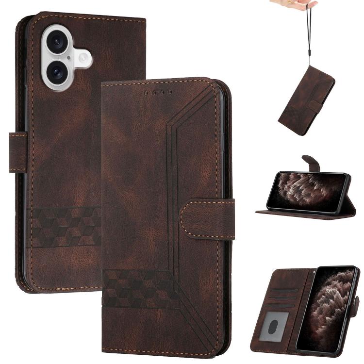 Cubic Skin Feel Flip Leather Phone Case, For iPhone 17 Pro Max, For iPhone 17 Pro, For iPhone 17, For iPhone Air
