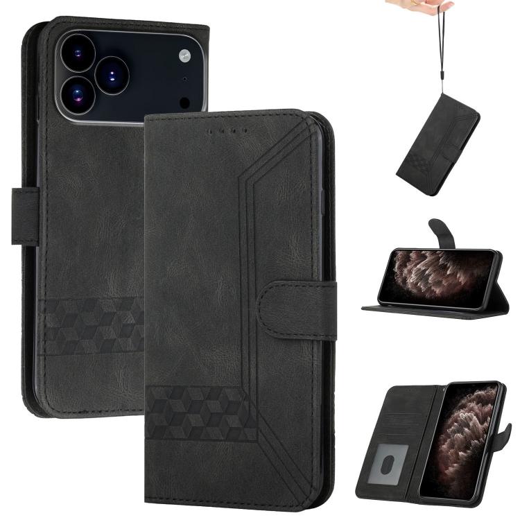 Cubic Skin Feel Flip Leather Phone Case, For iPhone 17 Pro Max, For iPhone 17 Pro, For iPhone 17, For iPhone Air