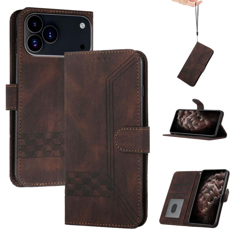 Cubic Skin Feel Flip Leather Phone Case, For iPhone 17 Pro Max, For iPhone 17 Pro, For iPhone 17, For iPhone Air