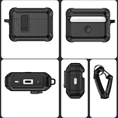 TPU + PC Wireless Bluetooth Earphone Protective Case with Switch Lock & Hook, For AirPods Pro 2