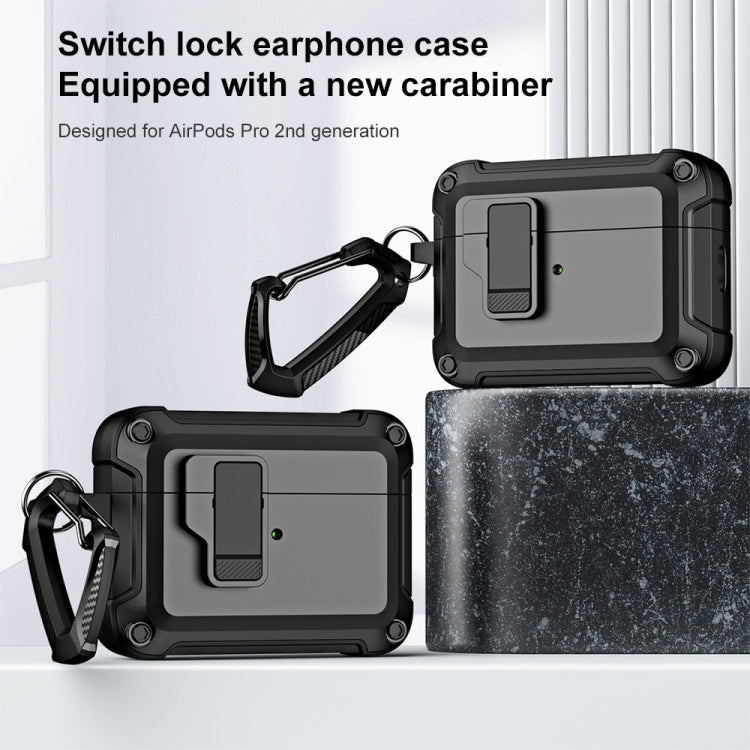 TPU + PC Wireless Bluetooth Earphone Protective Case with Switch Lock & Hook, For AirPods Pro 2
