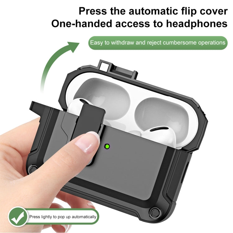 TPU + PC Wireless Bluetooth Earphone Protective Case with Switch Lock & Hook, For AirPods Pro 2