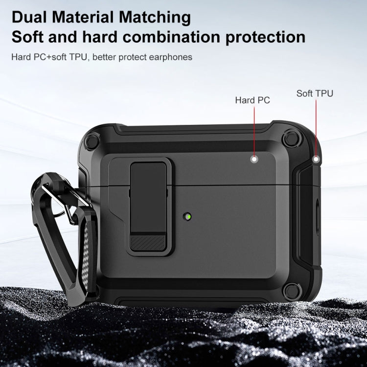 TPU + PC Wireless Bluetooth Earphone Protective Case with Switch Lock & Hook, For AirPods Pro 2