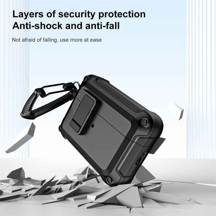 TPU + PC Wireless Bluetooth Earphone Protective Case with Switch Lock & Hook, For AirPods Pro 2