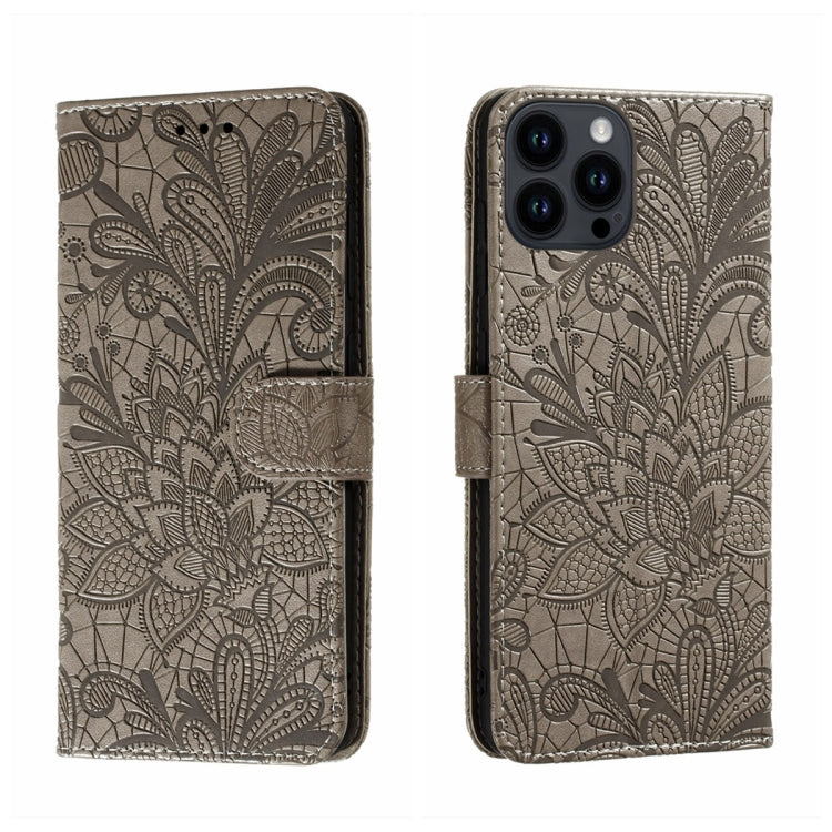 Lace Flower Embossing Flip Leather Phone Case
