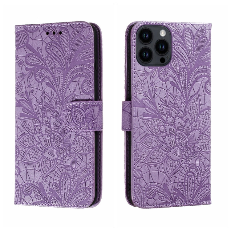 Lace Flower Embossing Flip Leather Phone Case