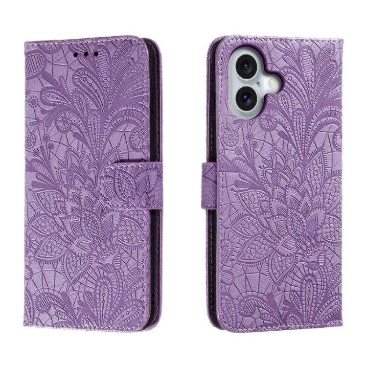 Lace Flower Embossing Flip Leather Phone Case