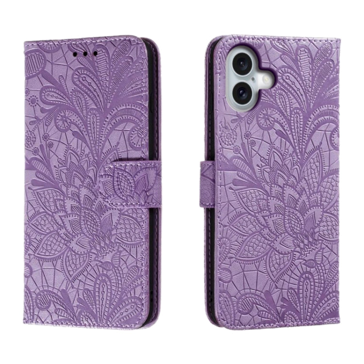 Lace Flower Embossing Flip Leather Phone Case