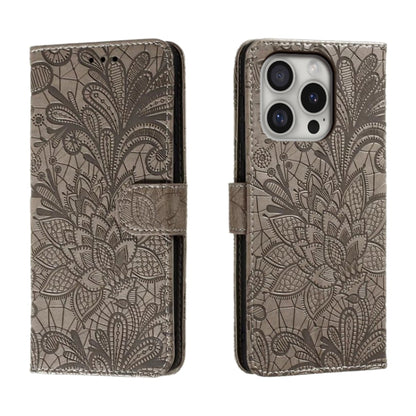 Lace Flower Embossing Flip Leather Phone Case, For iPhone Air, For iPhone 16 Pro Max, For iPhone 16 Pro, For iPhone 16 Plus