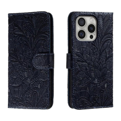 Lace Flower Embossing Flip Leather Phone Case, For iPhone Air, For iPhone 16 Pro Max, For iPhone 16 Pro, For iPhone 16 Plus