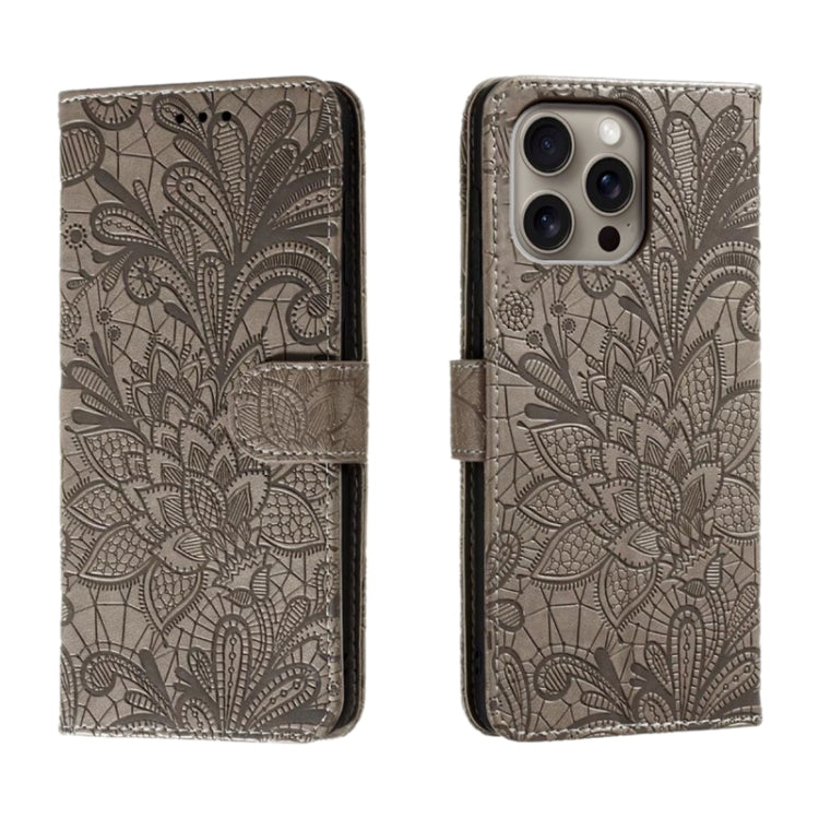 Lace Flower Embossing Flip Leather Phone Case