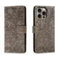 Lace Flower Embossing Flip Leather Phone Case, For iPhone Air, For iPhone 16 Pro Max, For iPhone 16 Pro, For iPhone 16 Plus