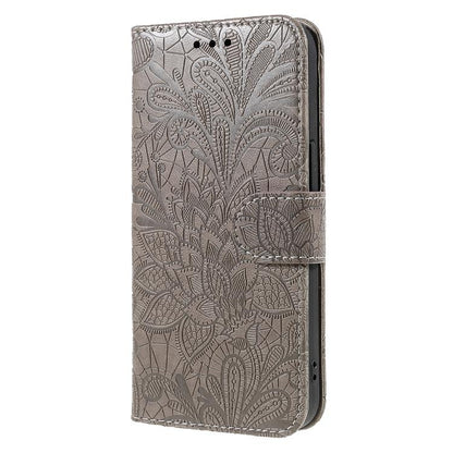 Lace Flower Embossing Flip Leather Phone Case