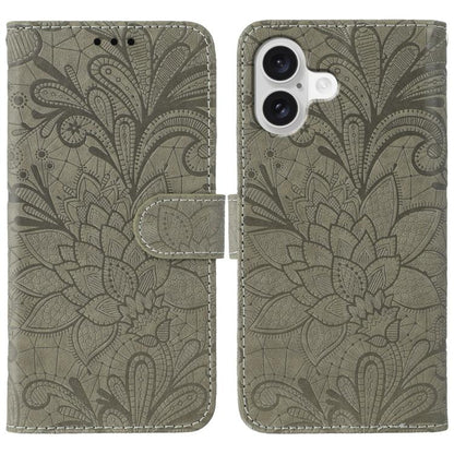 Lace Flower Embossing Flip Leather Phone Case, For iPhone 17e / 16e, For iPhone 17 Pro Max, For iPhone 17 Pro, For iPhone 17