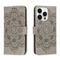 Sun Mandala Embossing Leather Phone Case, For iPhone 17, For iPhone Air, For iPhone 15 Pro Max