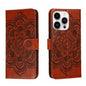 Sun Mandala Embossing Leather Phone Case, For iPhone 17, For iPhone Air, For iPhone 15 Pro Max