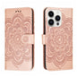 Sun Mandala Embossing Leather Phone Case, For iPhone 17, For iPhone Air, For iPhone 15 Pro Max