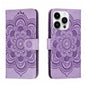 Sun Mandala Embossing Leather Phone Case, For iPhone 17, For iPhone Air, For iPhone 15 Pro Max