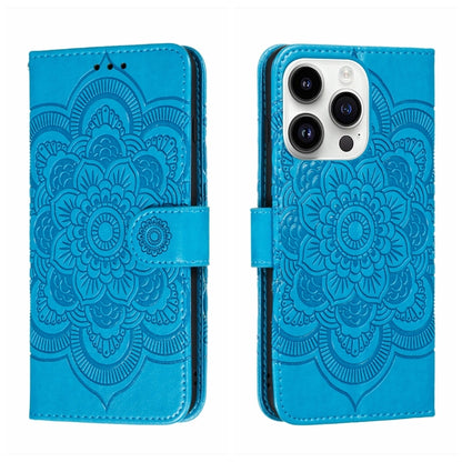 Sun Mandala Embossing Leather Phone Case, For iPhone 17, For iPhone Air, For iPhone 15 Pro Max