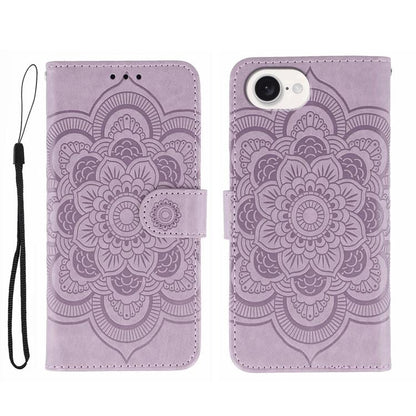 Sun Mandala Embossing Leather Phone Case, For iPhone 16e / 17e, For iPhone 17 Pro Max, For iPhone 17 Pro