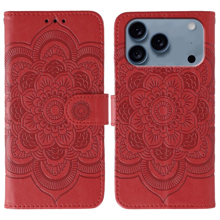 Sun Mandala Embossing Leather Phone Case, For iPhone 18 Pro / 17 Pro, For iPhone 18 Pro Max / 17 Pro Max, For iPhone 16e / 17e