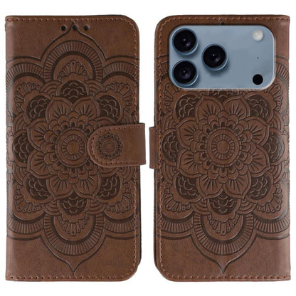Sun Mandala Embossing Leather Phone Case, For iPhone 18 Pro / 17 Pro, For iPhone 18 Pro Max / 17 Pro Max, For iPhone 16e / 17e