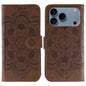 Sun Mandala Embossing Leather Phone Case, For iPhone 18 Pro / 17 Pro, For iPhone 18 Pro Max / 17 Pro Max, For iPhone 16e / 17e