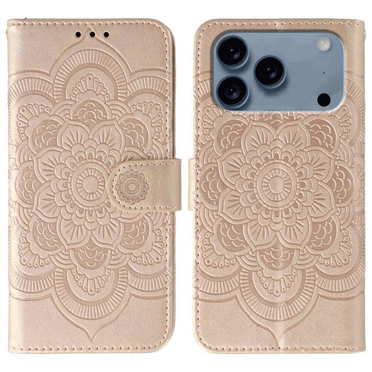 Sun Mandala Embossing Leather Phone Case, For iPhone 18 Pro / 17 Pro, For iPhone 18 Pro Max / 17 Pro Max, For iPhone 16e / 17e