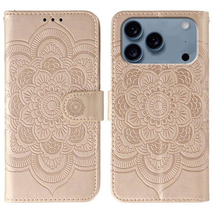Sun Mandala Embossing Leather Phone Case, For iPhone 18 Pro / 17 Pro, For iPhone 18 Pro Max / 17 Pro Max, For iPhone 16e / 17e