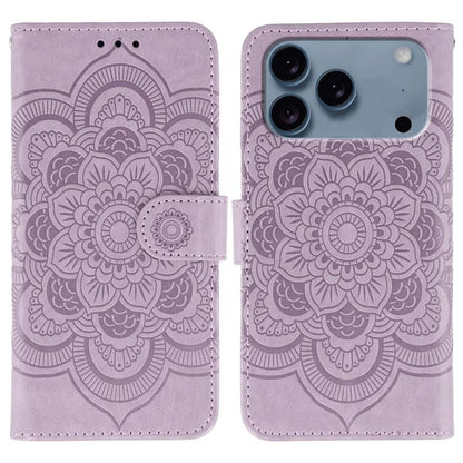 Sun Mandala Embossing Leather Phone Case, For iPhone 18 Pro / 17 Pro, For iPhone 18 Pro Max / 17 Pro Max, For iPhone 16e / 17e