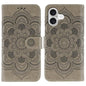Sun Mandala Embossing Leather Phone Case, For iPhone 17, For iPhone Air, For iPhone 15 Pro Max