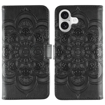 Sun Mandala Embossing Leather Phone Case, For iPhone 17, For iPhone Air, For iPhone 15 Pro Max