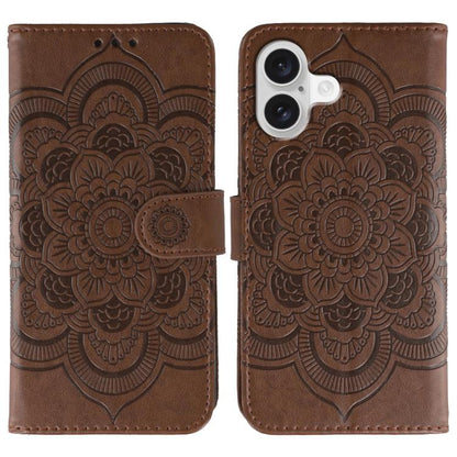 Sun Mandala Embossing Leather Phone Case, For iPhone 17, For iPhone Air, For iPhone 15 Pro Max