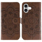 Sun Mandala Embossing Leather Phone Case, For iPhone 17, For iPhone Air, For iPhone 15 Pro Max