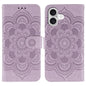 Sun Mandala Embossing Leather Phone Case, For iPhone 17, For iPhone Air, For iPhone 15 Pro Max