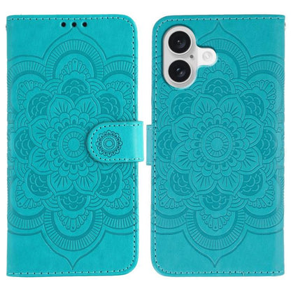 Sun Mandala Embossing Leather Phone Case, For iPhone 17, For iPhone Air, For iPhone 15 Pro Max