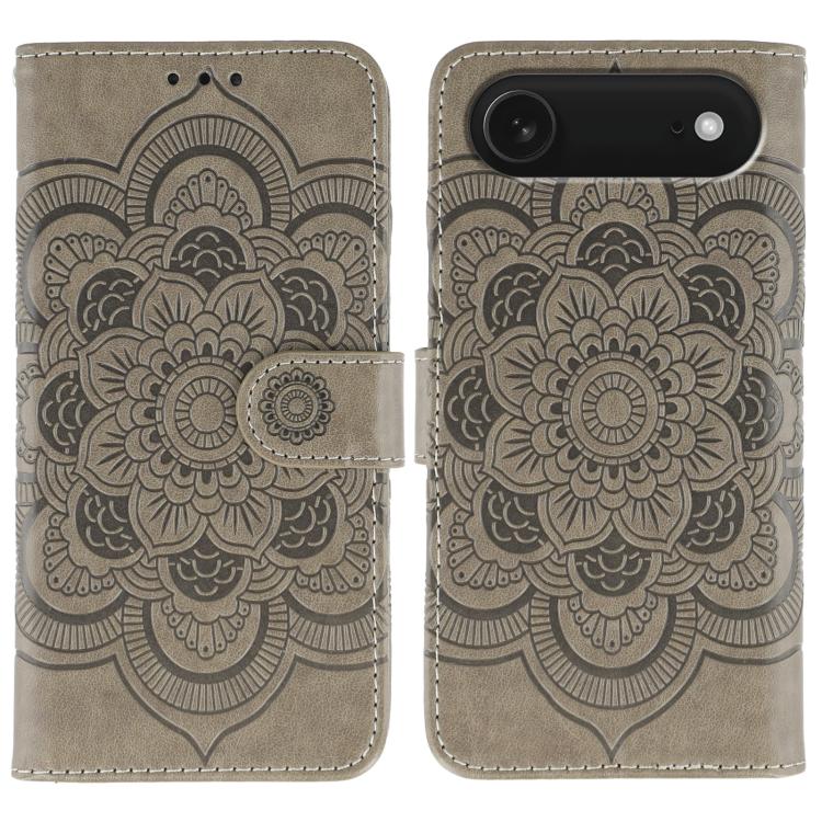 Sun Mandala Embossing Leather Phone Case, For iPhone 17, For iPhone Air, For iPhone 15 Pro Max