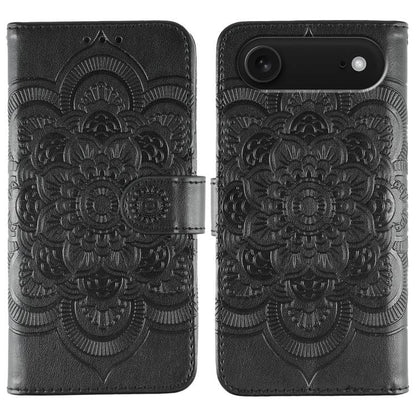 Sun Mandala Embossing Leather Phone Case, For iPhone 17, For iPhone Air, For iPhone 15 Pro Max