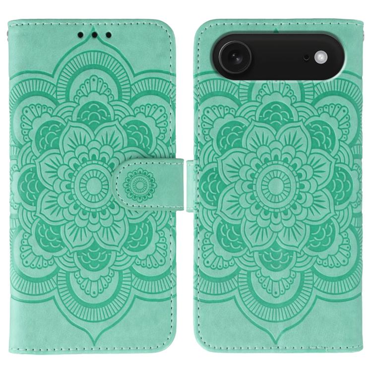 Sun Mandala Embossing Leather Phone Case, For iPhone 17, For iPhone Air, For iPhone 15 Pro Max