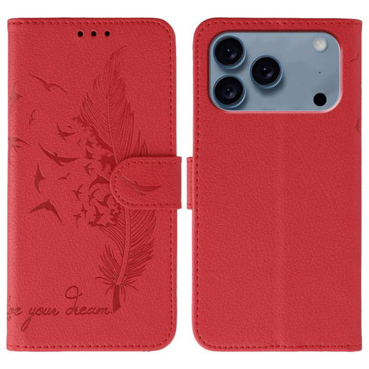 Feather Pattern Litchi Texture Leather Phone Case, For iPhone 18 Pro / 17 Pro, For iPhone 18 Pro Max / 17 Pro Max, For iPhone 17, For iPhone 17 Air